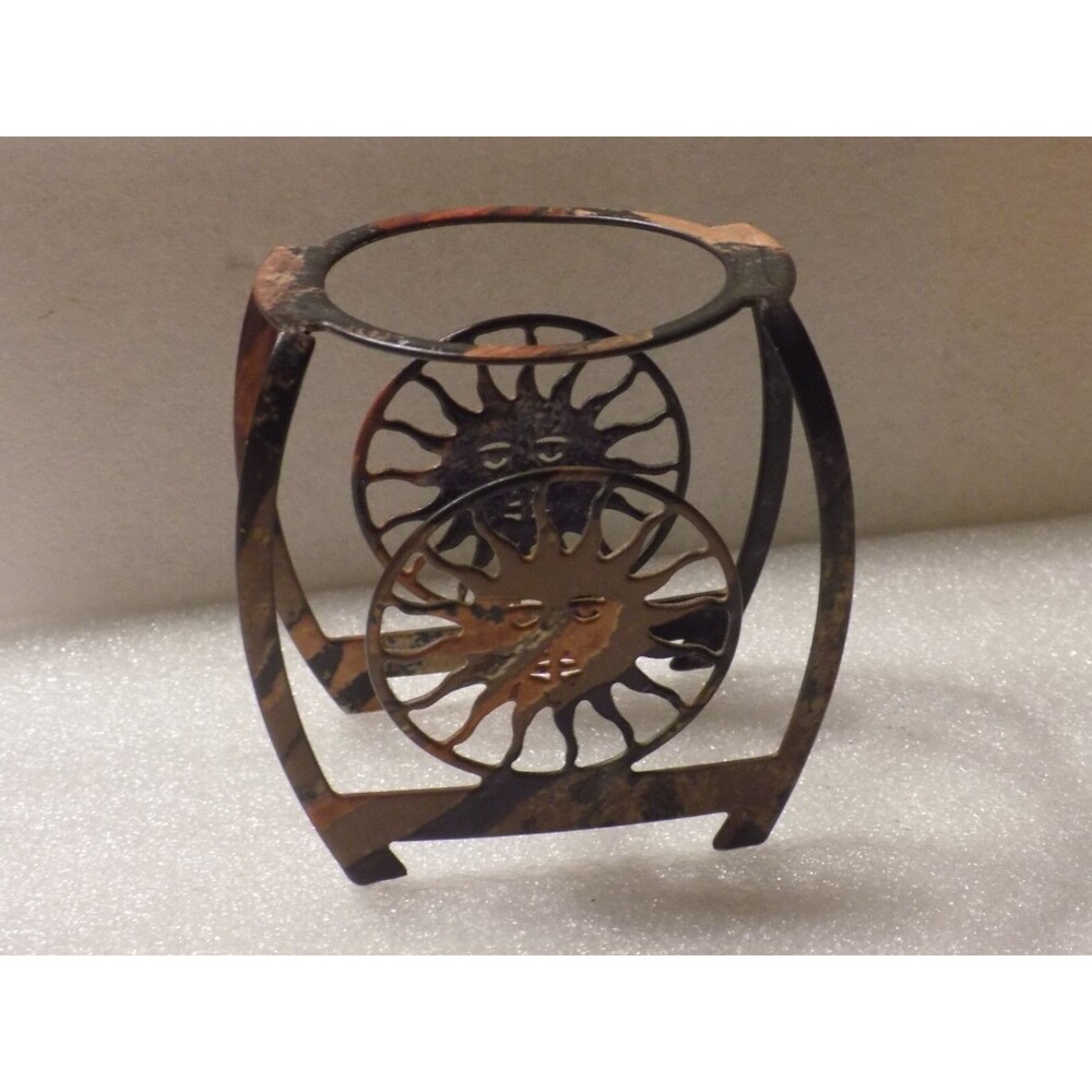 Hand-Painted Metal Candle Holder "Sun" Decor